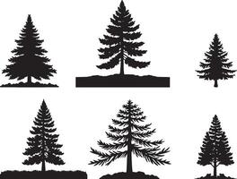 Set of pine tree silhouette. pine tree landscape, vector. on isolated white background vector