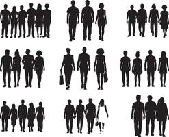 Set of Men and Women Silhouette Vector, on isolated white background vector