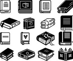 Set of book icons, vector on isolated white background