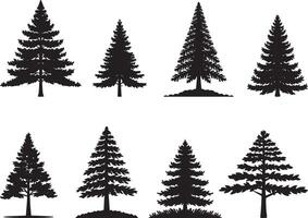 Set of pine tree silhouette. pine tree landscape, vector. on isolated white background vector