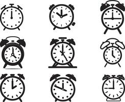 Silhouette set of Clock vector icon, Vector on isolated white background