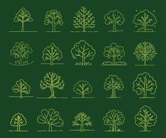 Set of tree illustration in a simple monoline vector style. minimal drawing in creating a simple element for any design