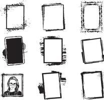 Black and white Set of Grunge Photo Edge portrait Frame, vector on isolated white background