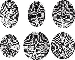 Set of Vector black isolated fingerprint on white background