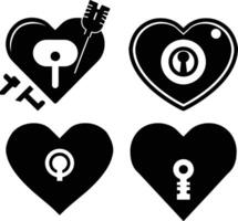 Set of Heart icon. Heart with keyhole. Vector on isolated white background