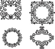 Set of black and white Flourish Vintage vector frame, vector on isolated white background