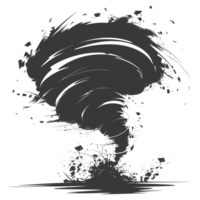 AI generated Silhouette Tornado whirlwind black color only png