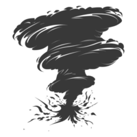 AI generated Silhouette Tornado whirlwind black color only png