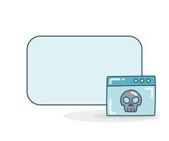 blank note board with malware skull on web icon vector