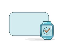 blank note board with smartwatch and check mark icon vector