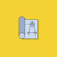 blueprint document icon on yellow background vector