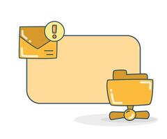 blank note board with folder and spam email icon vector