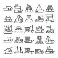 conjunto de iconos de barco y barco vector