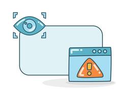 blank note board with web error and eye scan icon vector