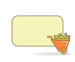 blank note board with leaves on trolley vector