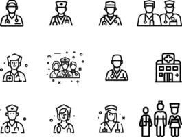 Set of Hospital People Icon, vector on isolated white background