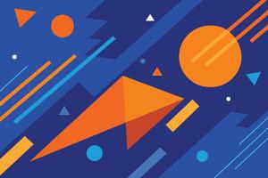 Minimal geometric background. Dynamic blue shapes composition with orange lines. Abstract background modern hipster futuristic graphic. Vector abstract background texture design