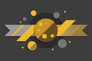 Tech geometric background with abstract golden and grey circles. Vector banner design