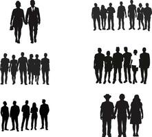 Set of General Adult People Silhouette, vector on isolated white background
