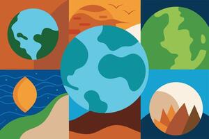 A collage of different natural Earth textures mixed in beautiful abstract background vector