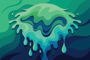 Abstract art teal blue green gradient paint background with liquid fluid grunge texture Background vector