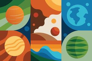 A collage of different natural Earth textures mixed in beautiful abstract background vector