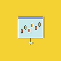 candlestick chart icon on yellow background vector