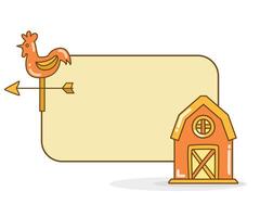 blank note board with barn and chicken vector