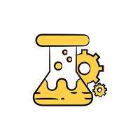 flask and gears icon vector
