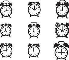 Silhouette set of Clock vector icon, Vector on isolated white background