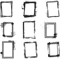 Black and white Set of Grunge Photo Edge portrait Frame, vector on isolated white background