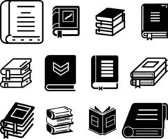 Set of book icons, vector on isolated white background