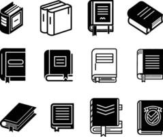 Set of book icons, vector on isolated white background