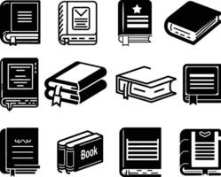 conjunto de libro iconos, vector en aislado blanco antecedentes