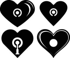 Set of Heart icon. Heart with keyhole. Vector on isolated white background