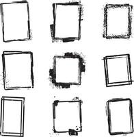 Black and white Set of Grunge Photo Edge portrait Frame, vector on isolated white background