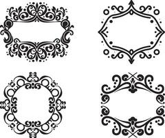 Set of black and white Flourish Vintage vector frame, vector on isolated white background