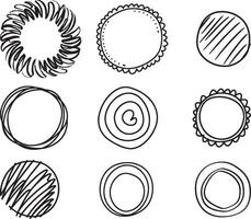 Set of Cute Hand Drawn Circle Shapes, vector on isolated white background