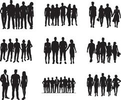 Set of Men and Women Silhouette Vector, on isolated white background vector