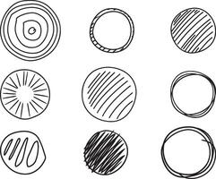 Set of Cute Hand Drawn Circle Shapes, vector on isolated white background