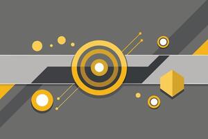 Tech geometric background with abstract golden and grey circles. Vector banner design