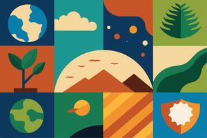 A collage of different natural Earth textures mixed in beautiful abstract background vector