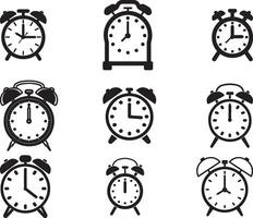 Silhouette set of Clock vector icon, Vector on isolated white background