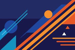 Minimal geometric background. Dynamic blue shapes composition with orange lines. Abstract background modern hipster futuristic graphic. Vector abstract background texture design