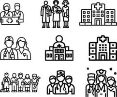 Set of Hospital People Icon, vector on isolated white background