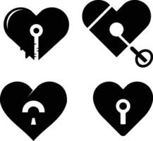 Set of Heart icon. Heart with keyhole. Vector on isolated white background