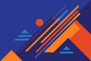 Minimal geometric background. Dynamic blue shapes composition with orange lines. Abstract background modern hipster futuristic graphic. Vector abstract background texture design