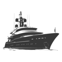 AI generated Silhouette yacht or boat black color only png