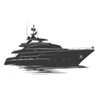AI generated Silhouette yacht or boat black color only png