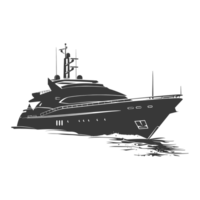 AI generated Silhouette yacht or boat black color only png